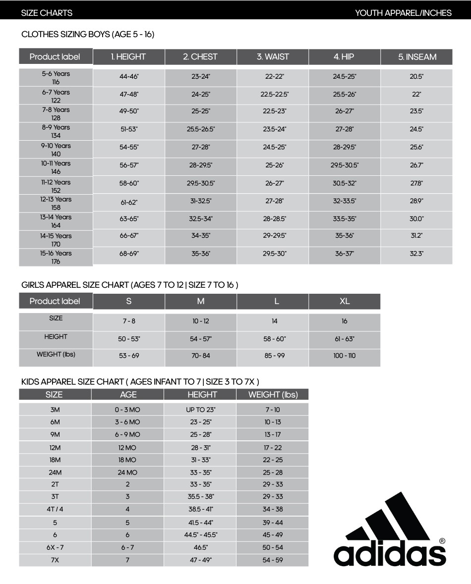 adidas size chart
